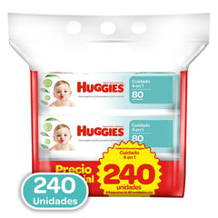 Toallitas húmedas Huggies One & Done x 240 Unds